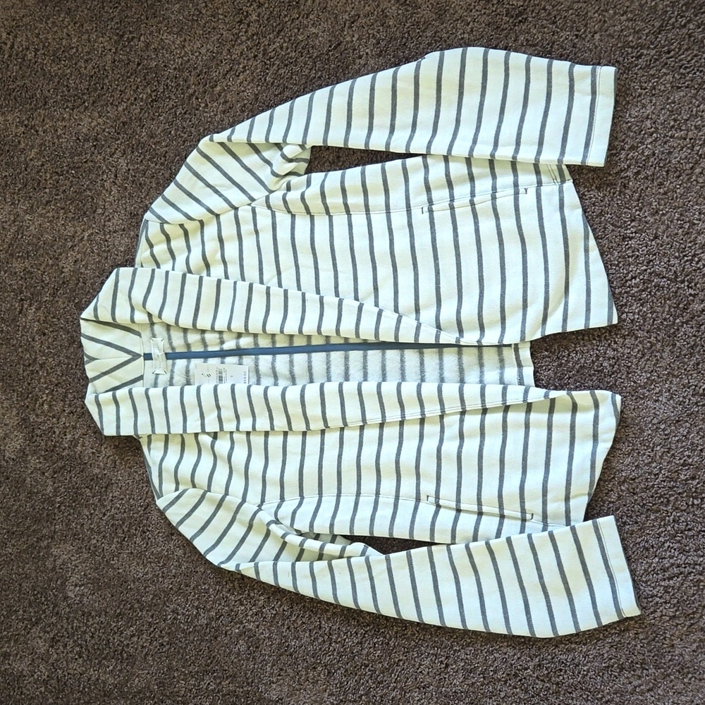 NEW Lou & Grey White Gray Stripe Sweatshirt Jacket S